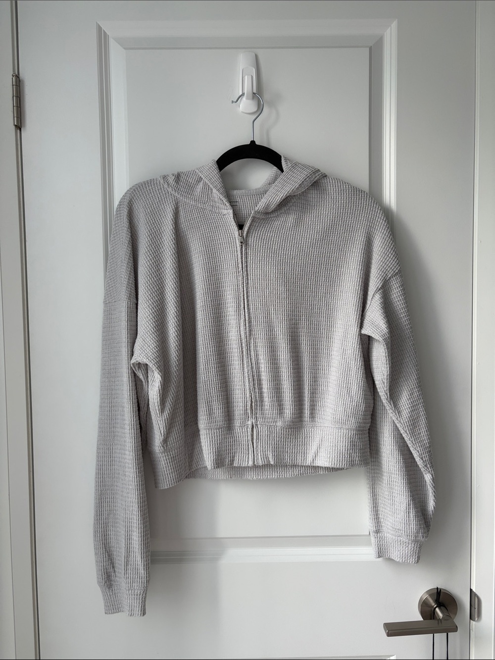 Hollister Gilly Hicks Grey Waffle Cropped Zip Up Hoodie